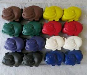 Hippo, Hippopotamus, Crayon Set of 28