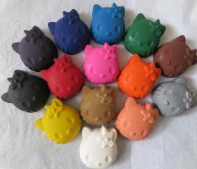 Large Cat Kitty Crayon Set of 14